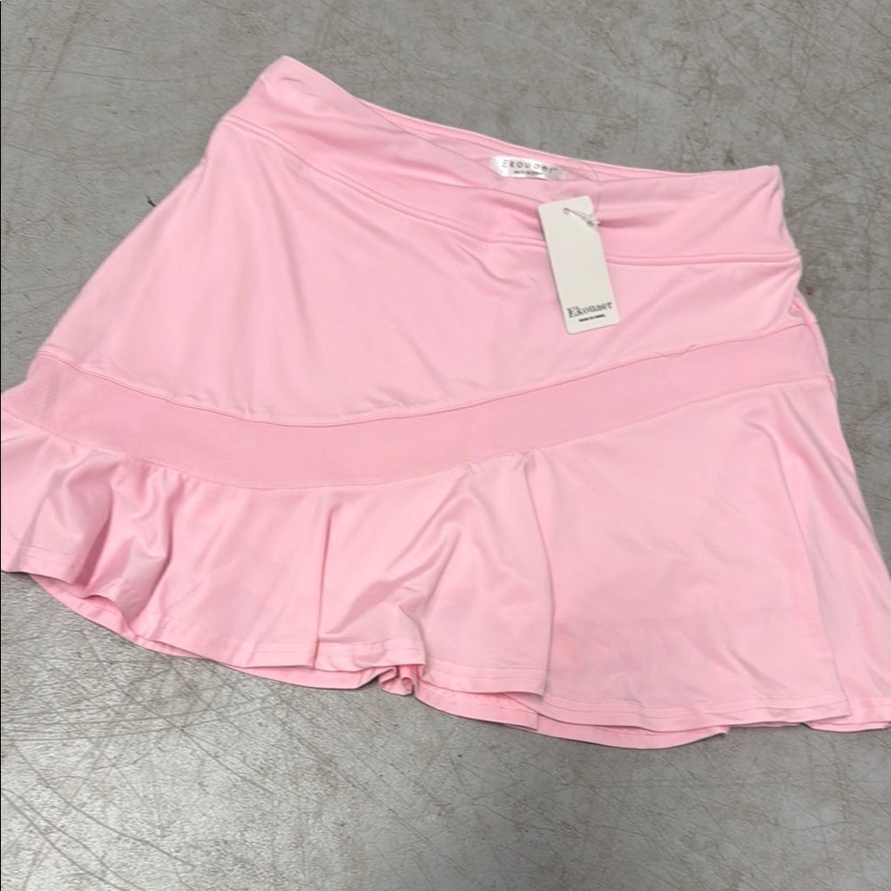 NWT Ekouar Womens Athletic Pink Ruffled Skort NWT - Size Medium